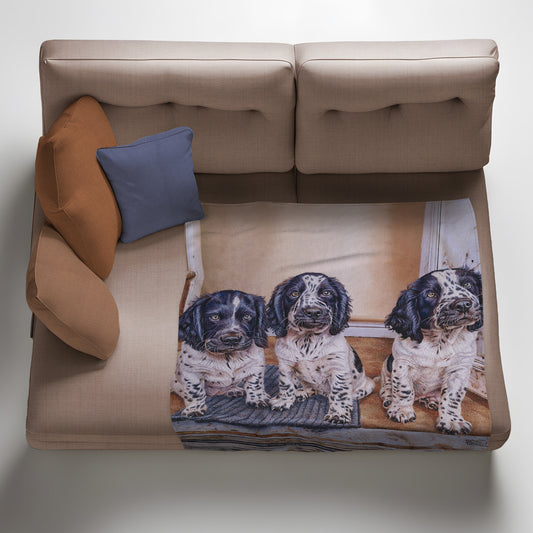 Puppies Light Weight Fleece Blanket by Delene Lambert