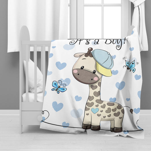 Its a Cool Boy Giraffe Minky Blanket