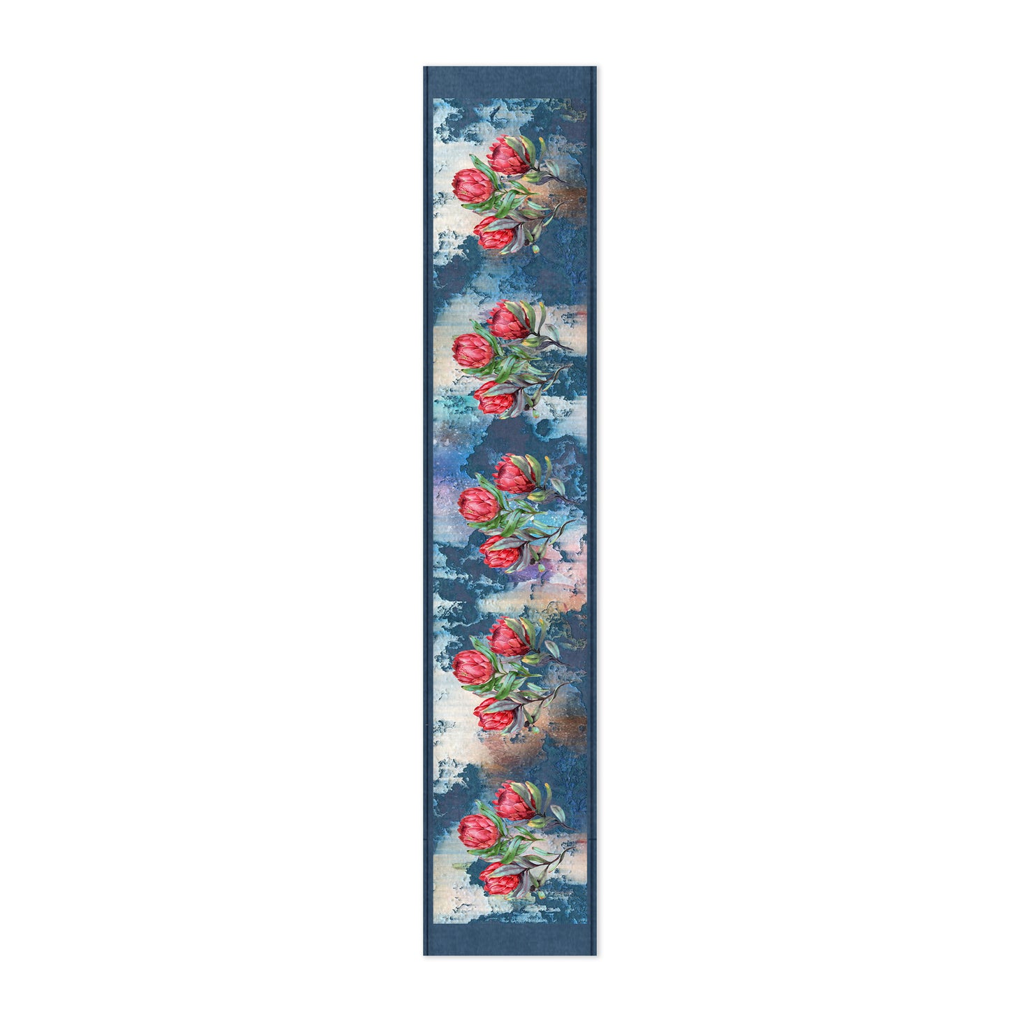 Proteas on Blue Table Runner