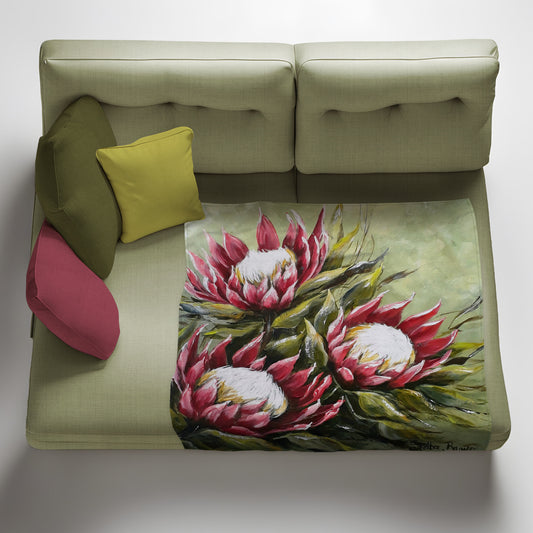 Wild Proteas Light Weight Fleece Blanket by Stella Bruwer