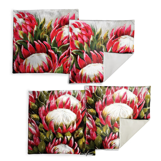 Close Up Proteas Luxury Scatter Covers By Stella Bruwer (Set of 4)