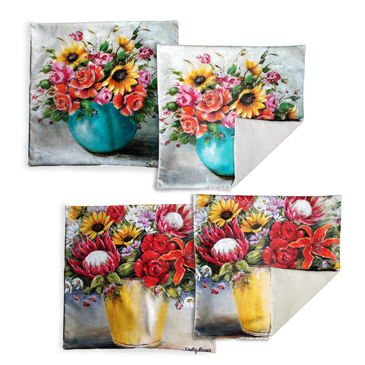 Colourful Flower Vase Luxury Scatter Covers By Stella Bruwer (Set of 4)