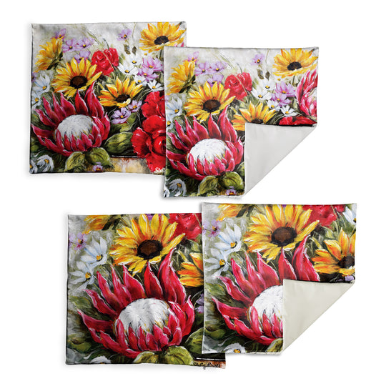 Colourful Floral & Protea Luxury Scatter Covers By Stella Bruwer (Set of 4)