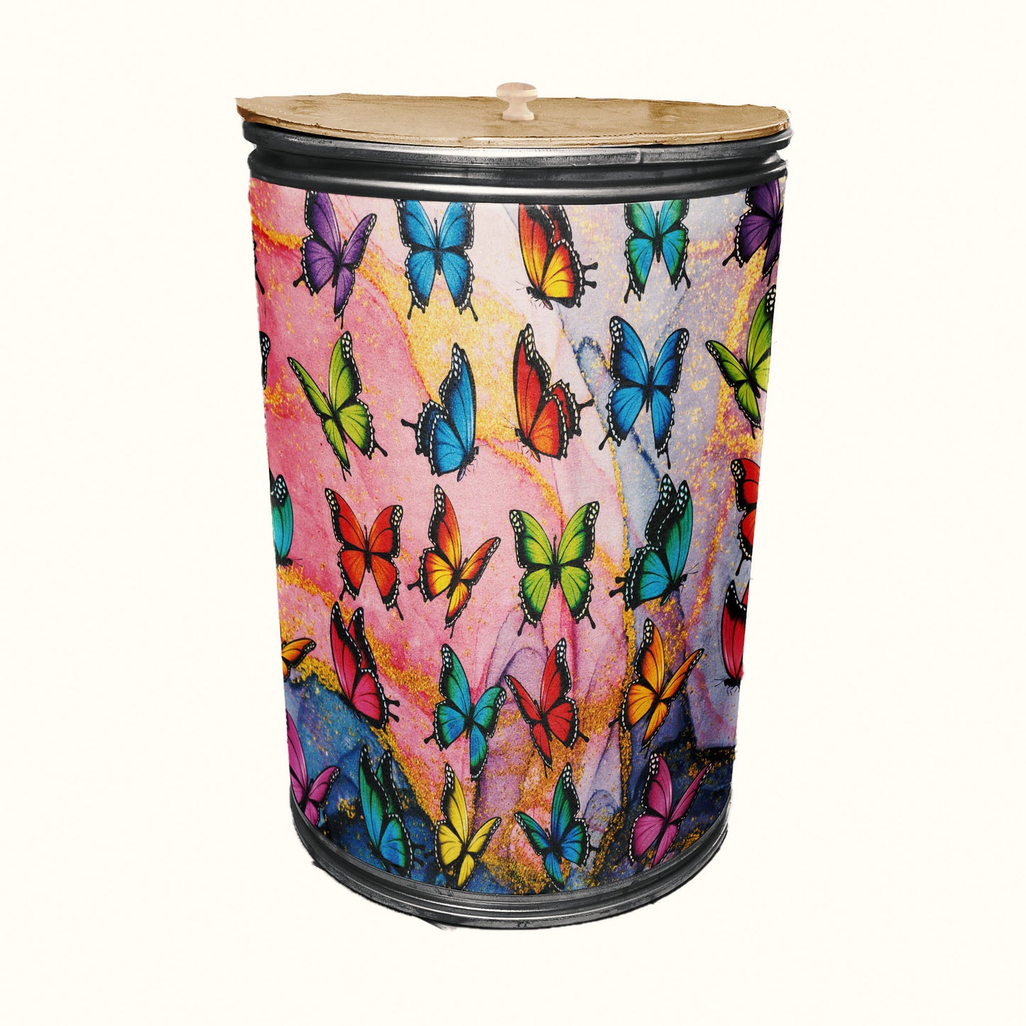 Colourfull Butterflies Decoupage Drum Cover