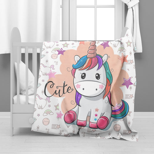 Cute Unicorn Minky Blanket