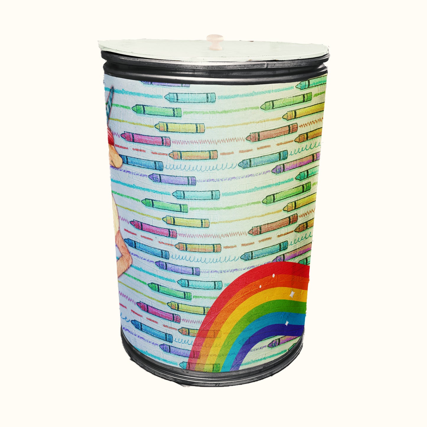 Colourful Unicorn Rainbow Decoupage Drum Cover