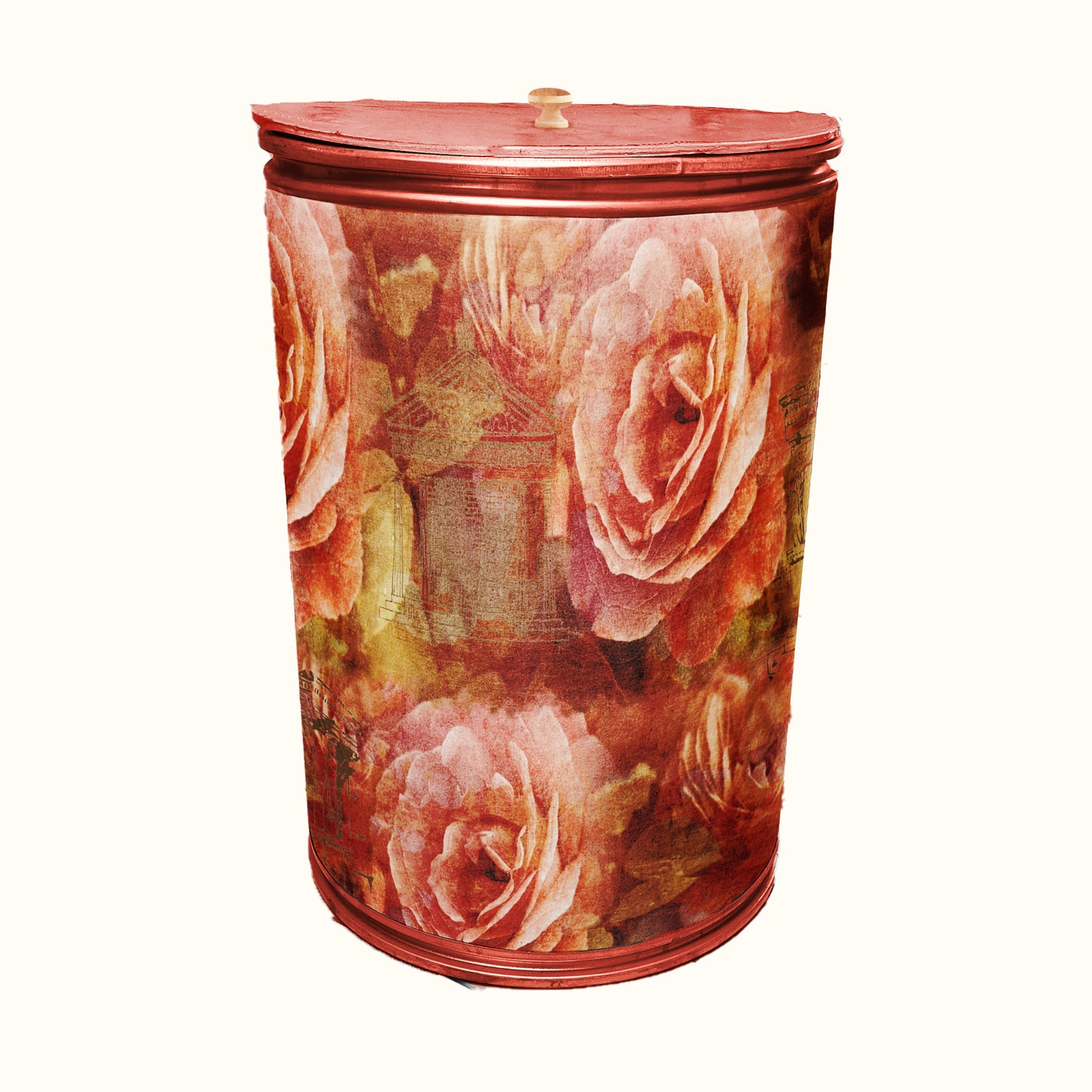 Greek Pink Floral Decoupage Drum Cover