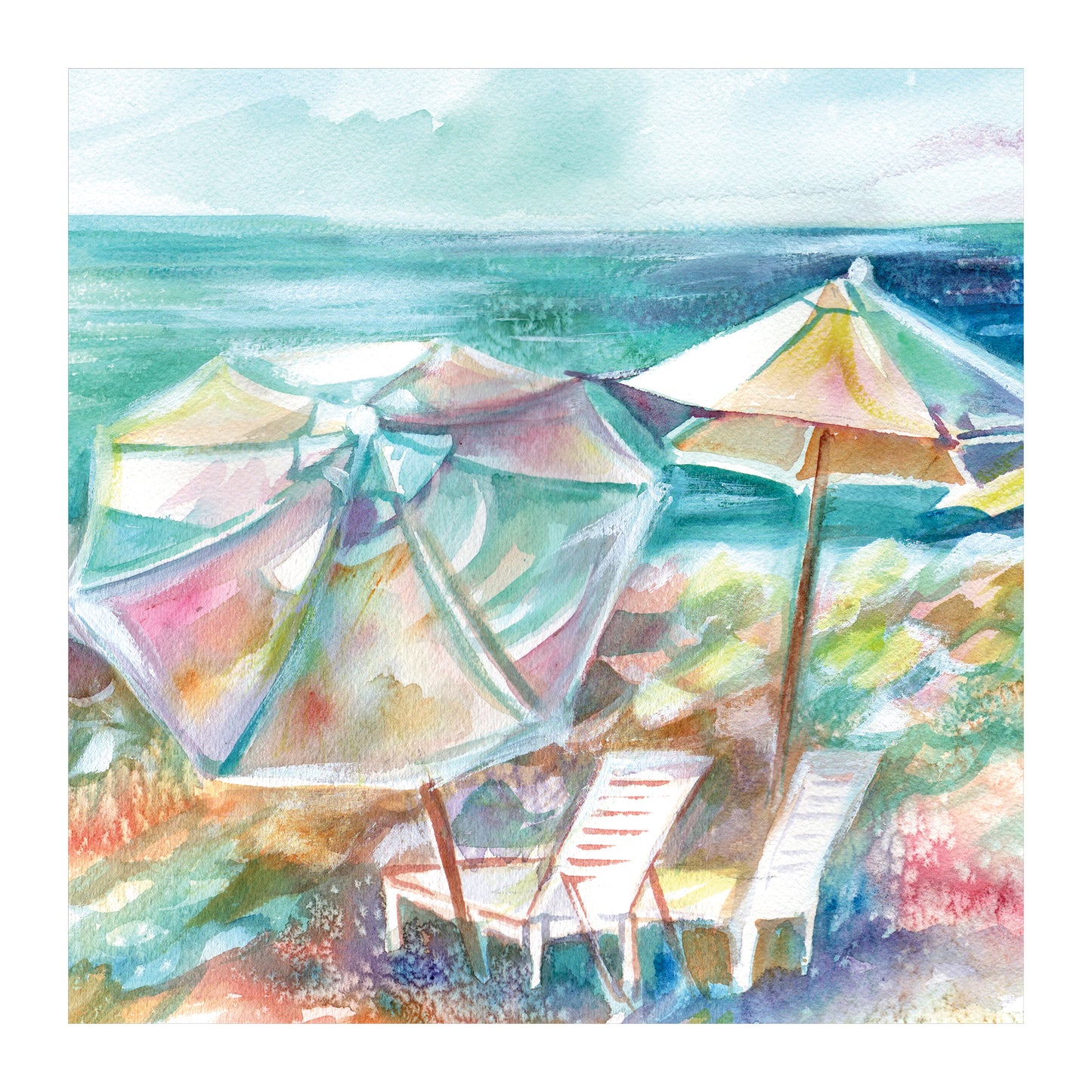 Beach Umbrella Square Tablecloth By Kristin Van Lieshout