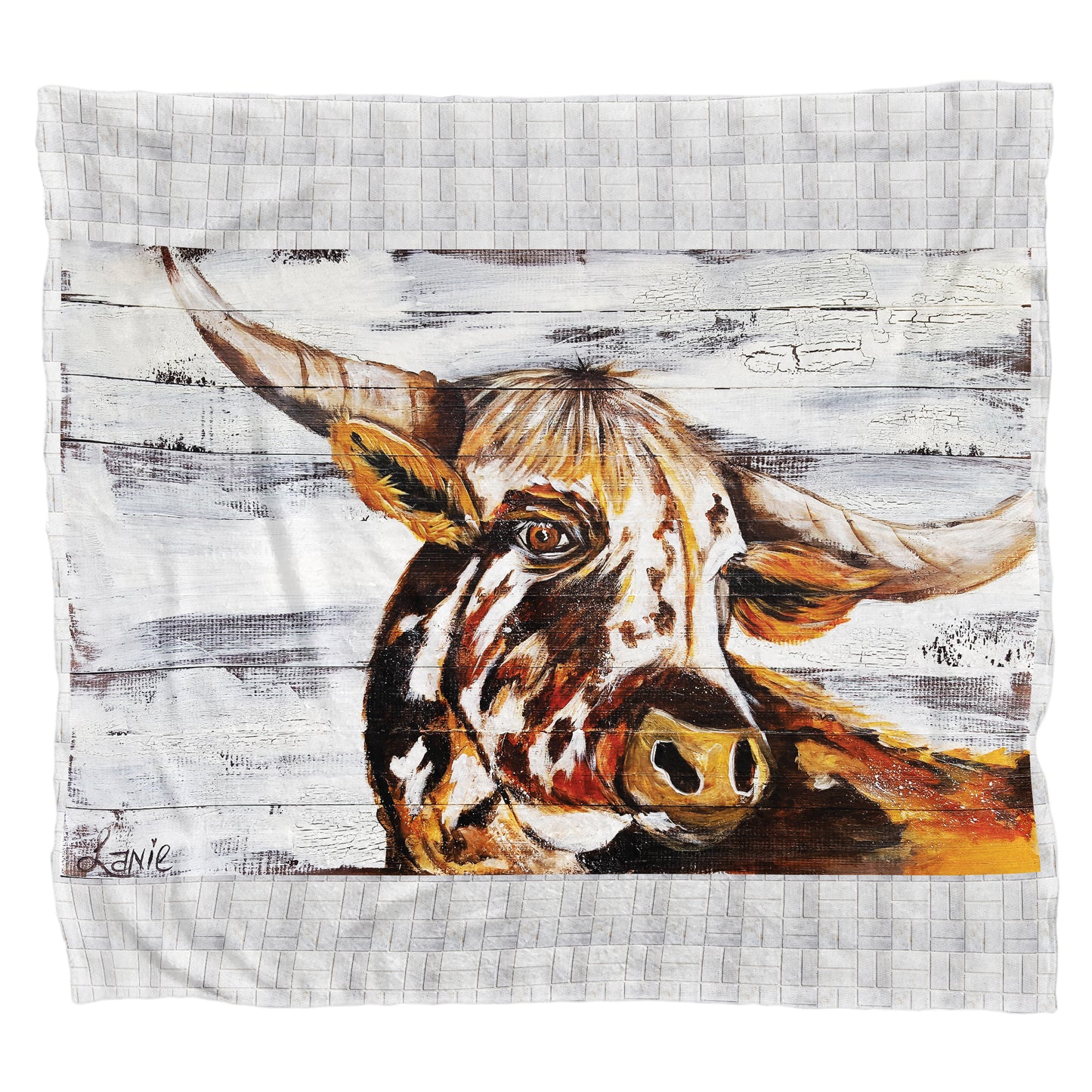 Nguni Bull Light Weight Fleece Blanket by Lanies Art