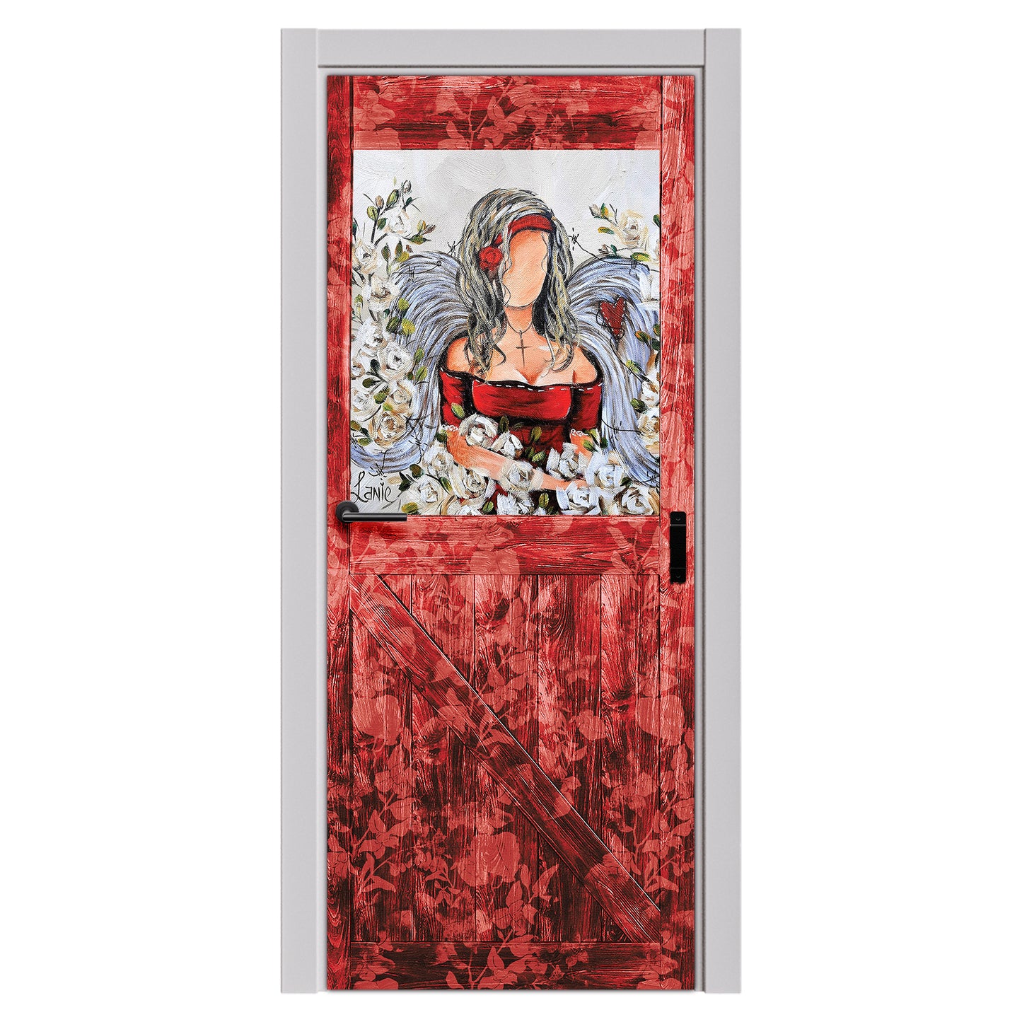 Decoupage Transfers - Red Dress Angel by Lanie's Art - Door