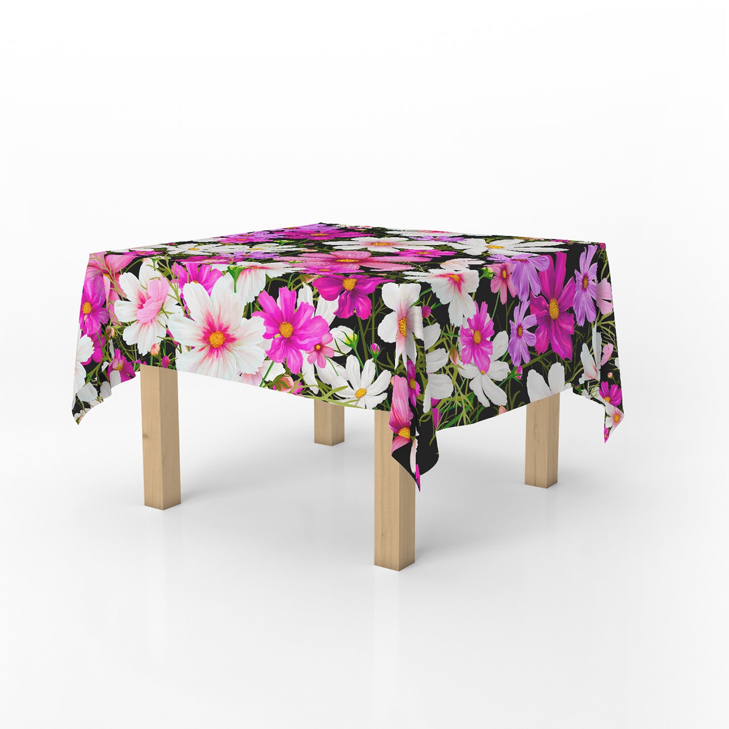 Cosmos on Black Square Tablecloth By Mark Van Vuuren