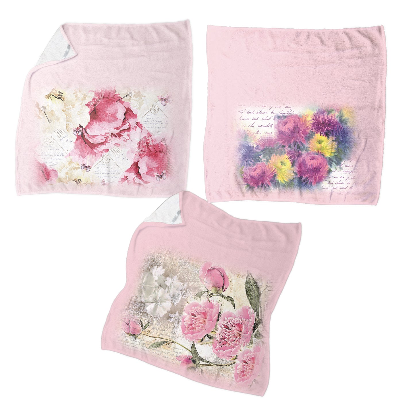 Pink Flowers Dish Towels