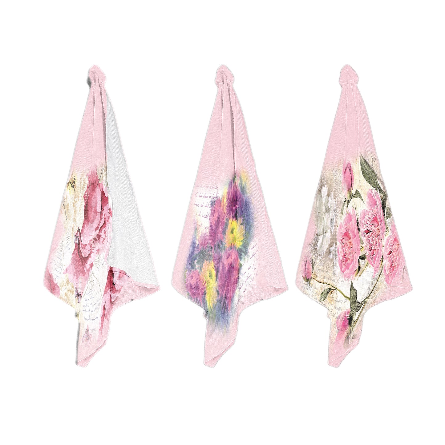 Pink Flowers Dish Towels