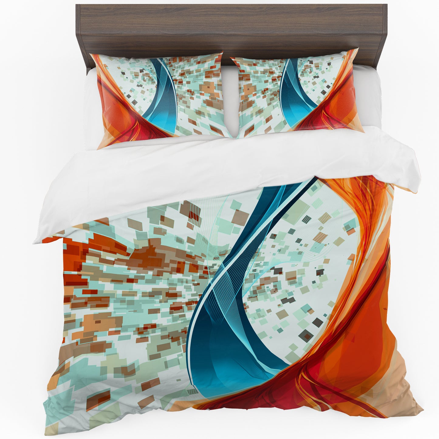 Blue and Orange Abstract Duvet Cover Set