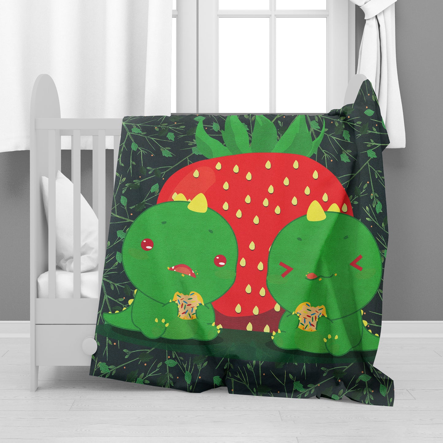 Strawberry Dinos Minky Blanket
