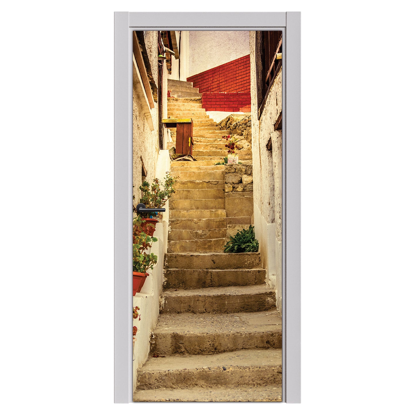 Decoupage Tear Resistant Transfers -Village Stone Stairs Door