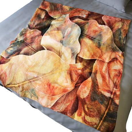 Watercolour Leaves Light Weight Fleece Blanket By Mark van Vuuren
